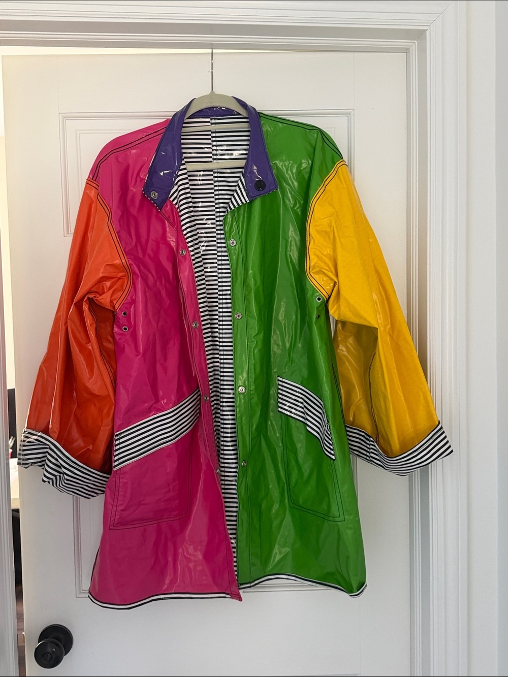 Vintage late 90s y2K reversible color lock Vinyl Raincoat size XL